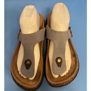 GUOLOFFEI Beige Leather Sandals with Buckle size 42
